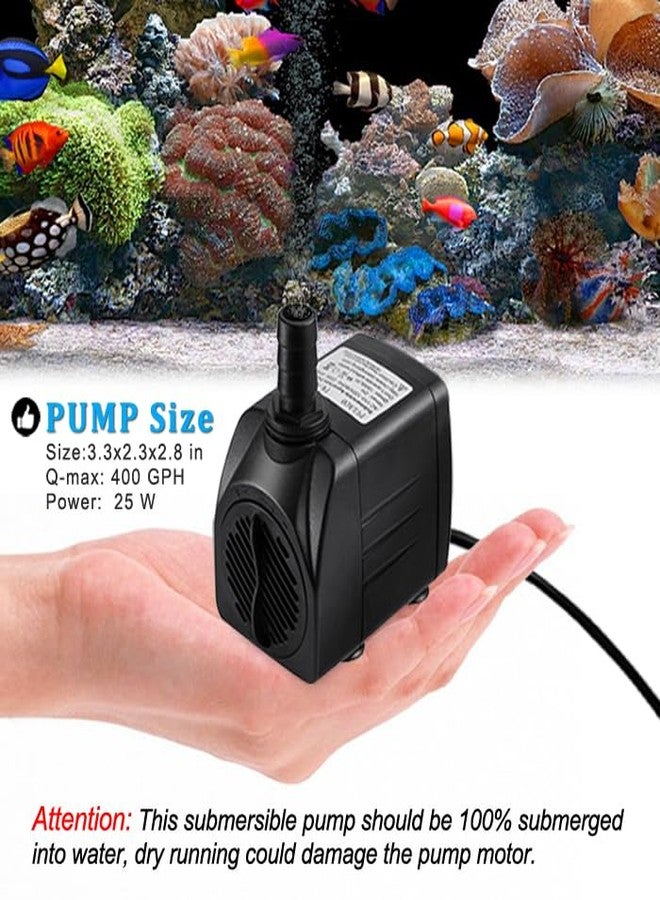 PULACO 400GPH Submersible Pump with 5 ft Tubing, (1500L/H 25W) durable fountain water pump for Pond Fountain, Aquariums Fish Tank, Statuary, Hydroponics - Image 4